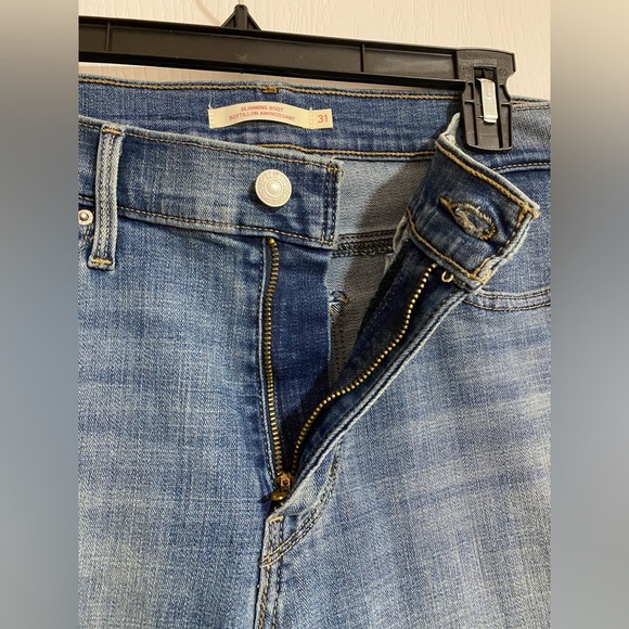 Levi's Slimming Boot Cut High Waist Blue Denim Jeans Size 31 - Picture 8 of 11